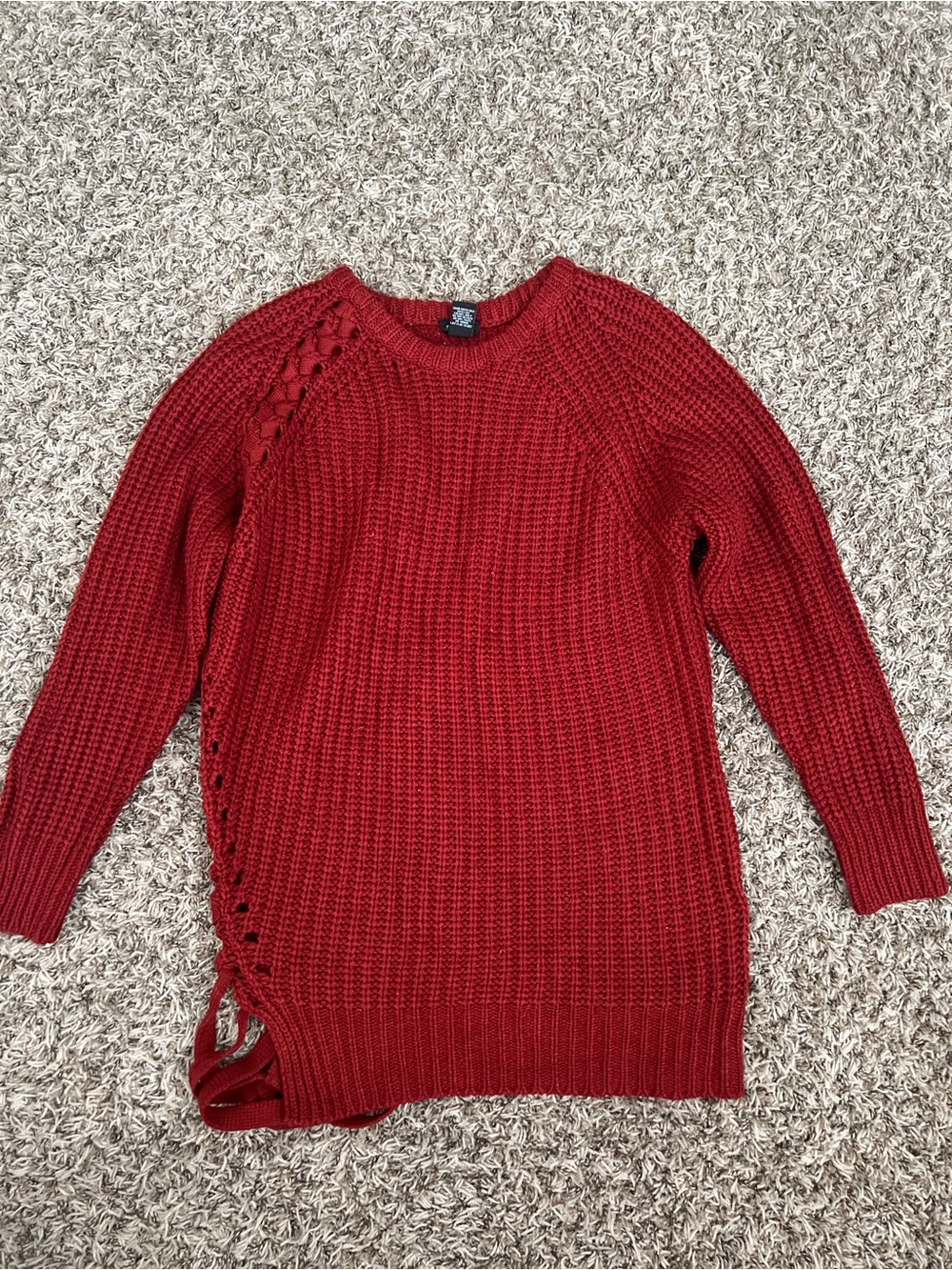 rue21 Red Lace-Up Crewneck Knit Sweater